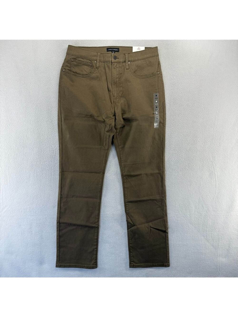 Lucky Brand Pants Men's 33x32 Brown Chino 5 Pocket 223 Straight Stretch Flat NEW